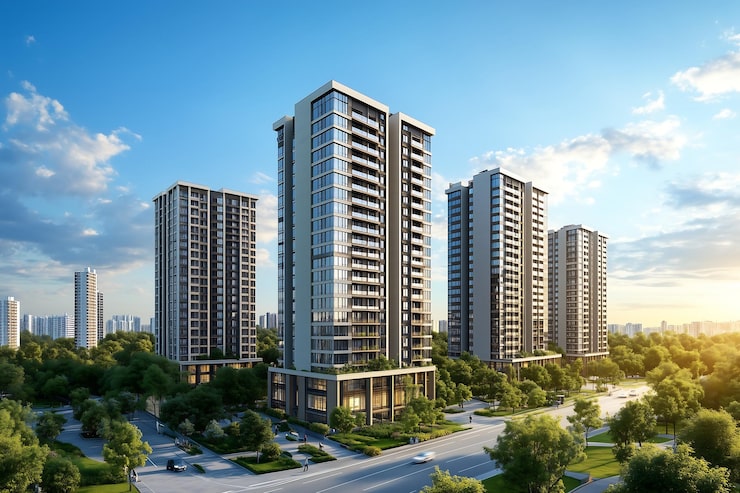 Artist's impression of apartment towers, shown for Prestige Somerville