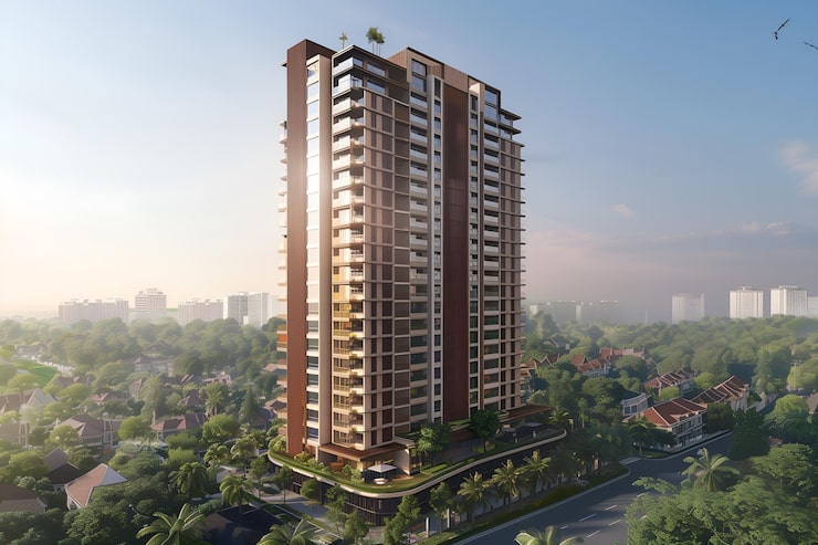 Artist's impression of apartment towers, shown for Prestige KIADB Phase 2
