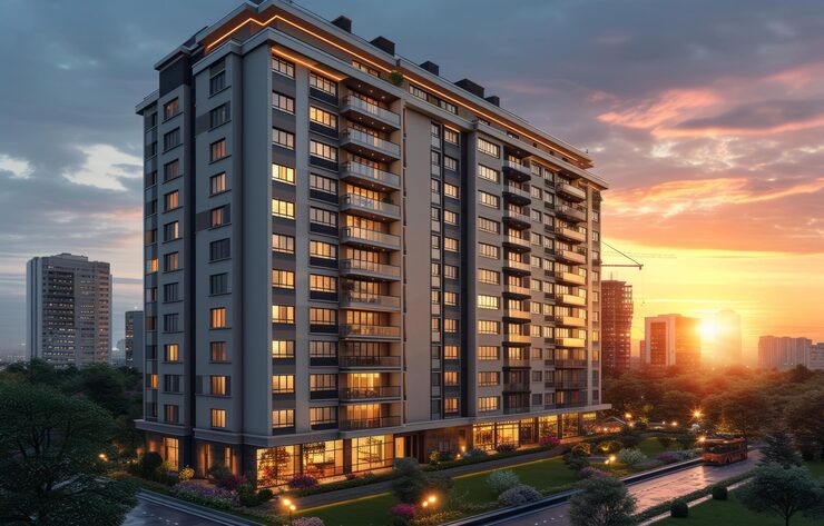 Artist's impression of apartment towers, shown for Prestige Falcon City Luxe