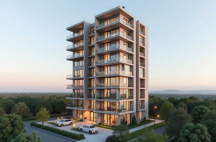 Artist's impression of apartment towers, shown for Prestige Singahalli