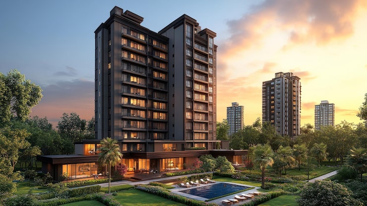 Artist's impression of apartment towers, shown for Prestige Kasavanahalli