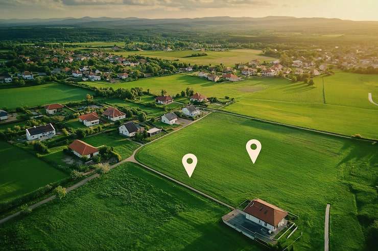 Artist's impression of gated plotted layout, shown for Prestige Crystal Lawns