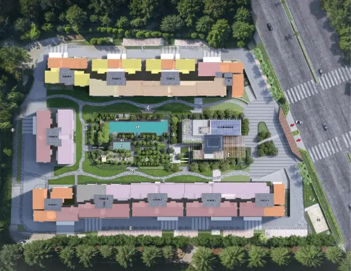 Master plan layout of Prestige Olive Oak showing residential plots and amenities